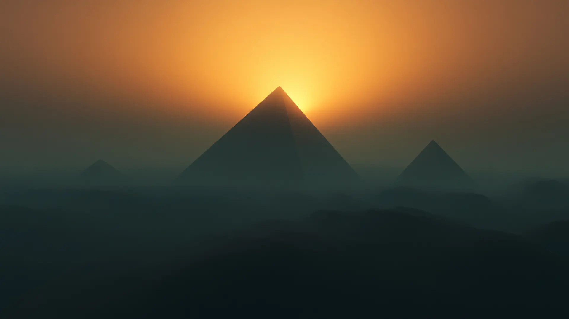 Ancient Pyramids at Golden Sunset Wallpaper