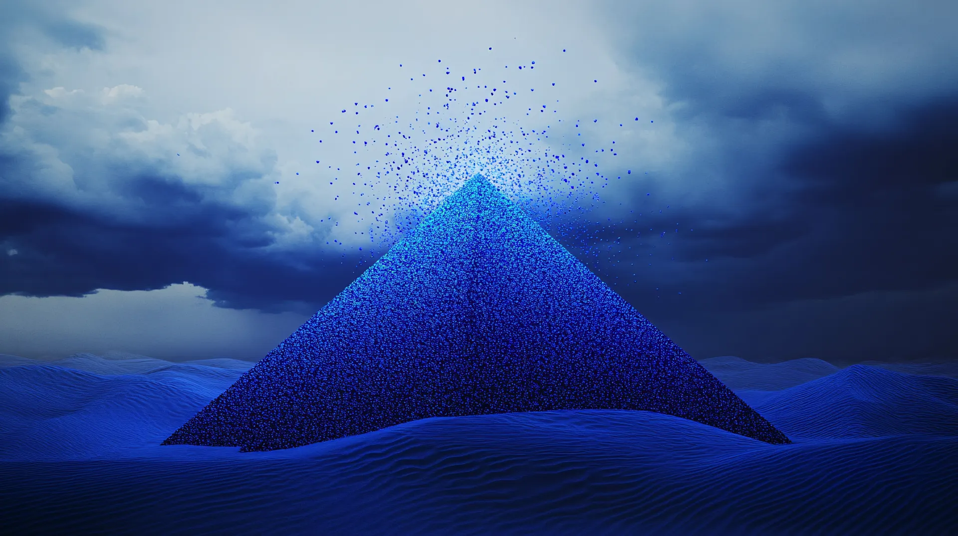 Glowing Blue Particle Pyramid Abstract Wallpaper