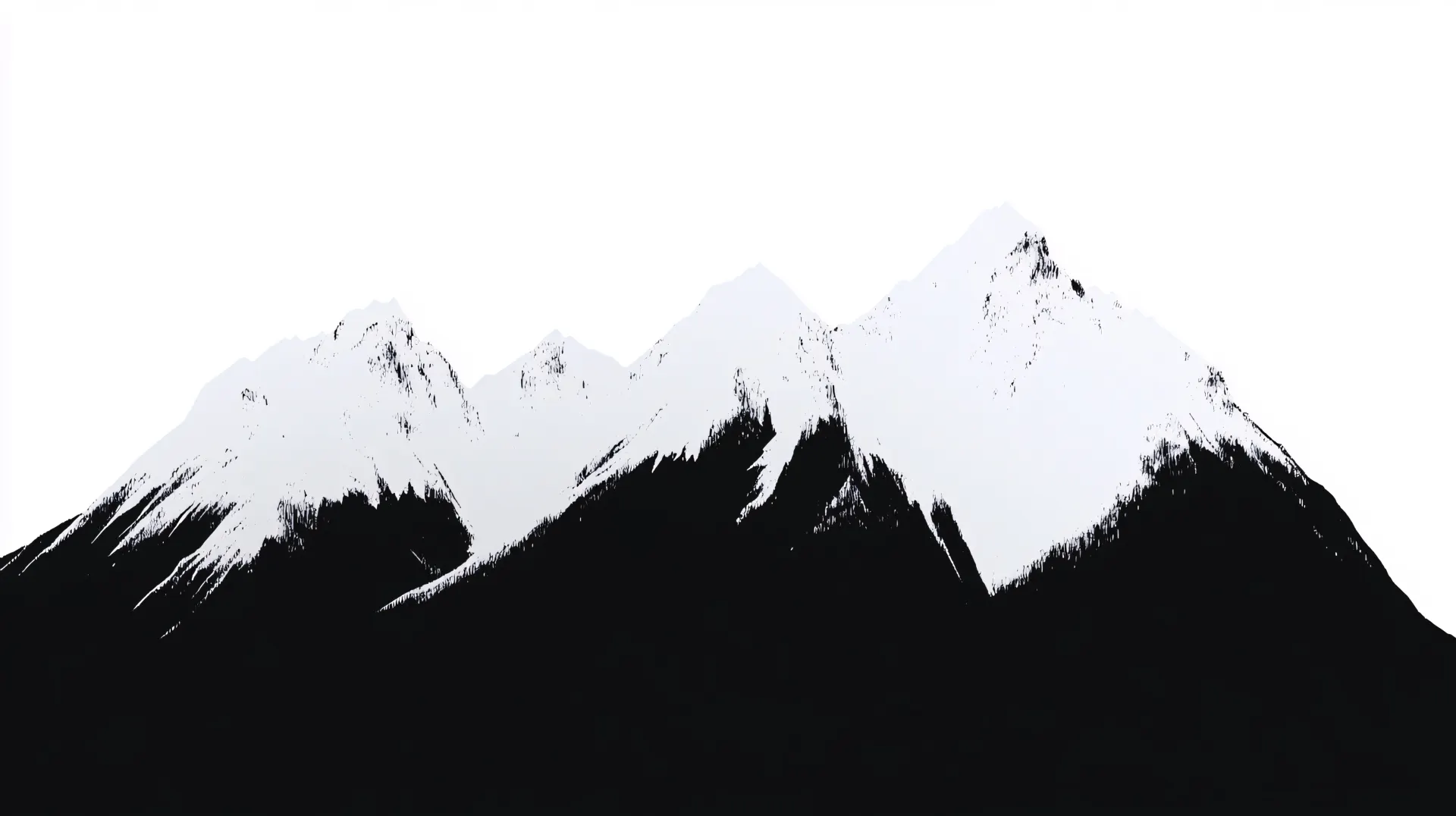 Minimalist Black and White Snowy Mountain Peaks Wallpaper