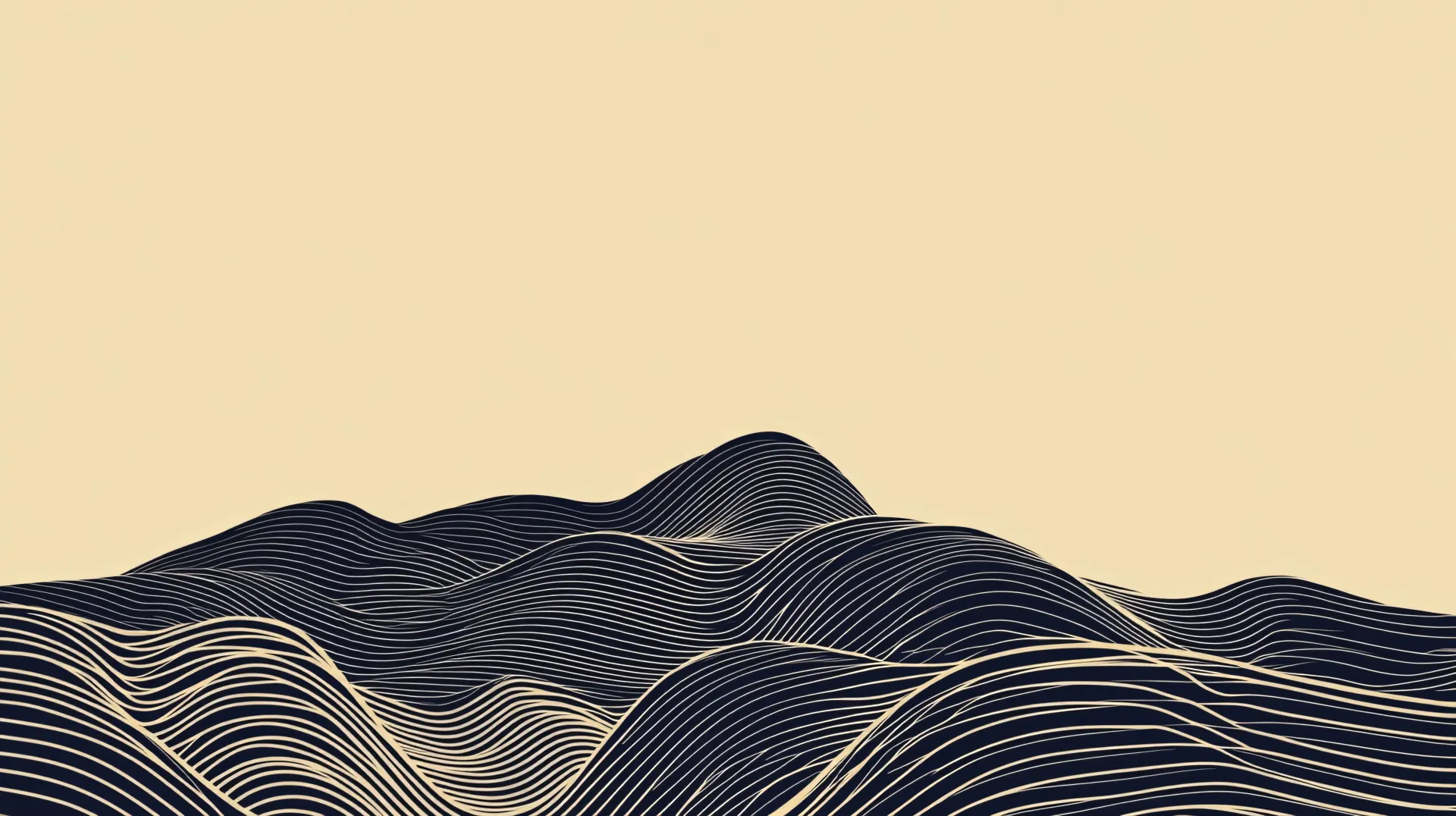 Black and Beige Flowing Line Waves Abstract Wallpaper