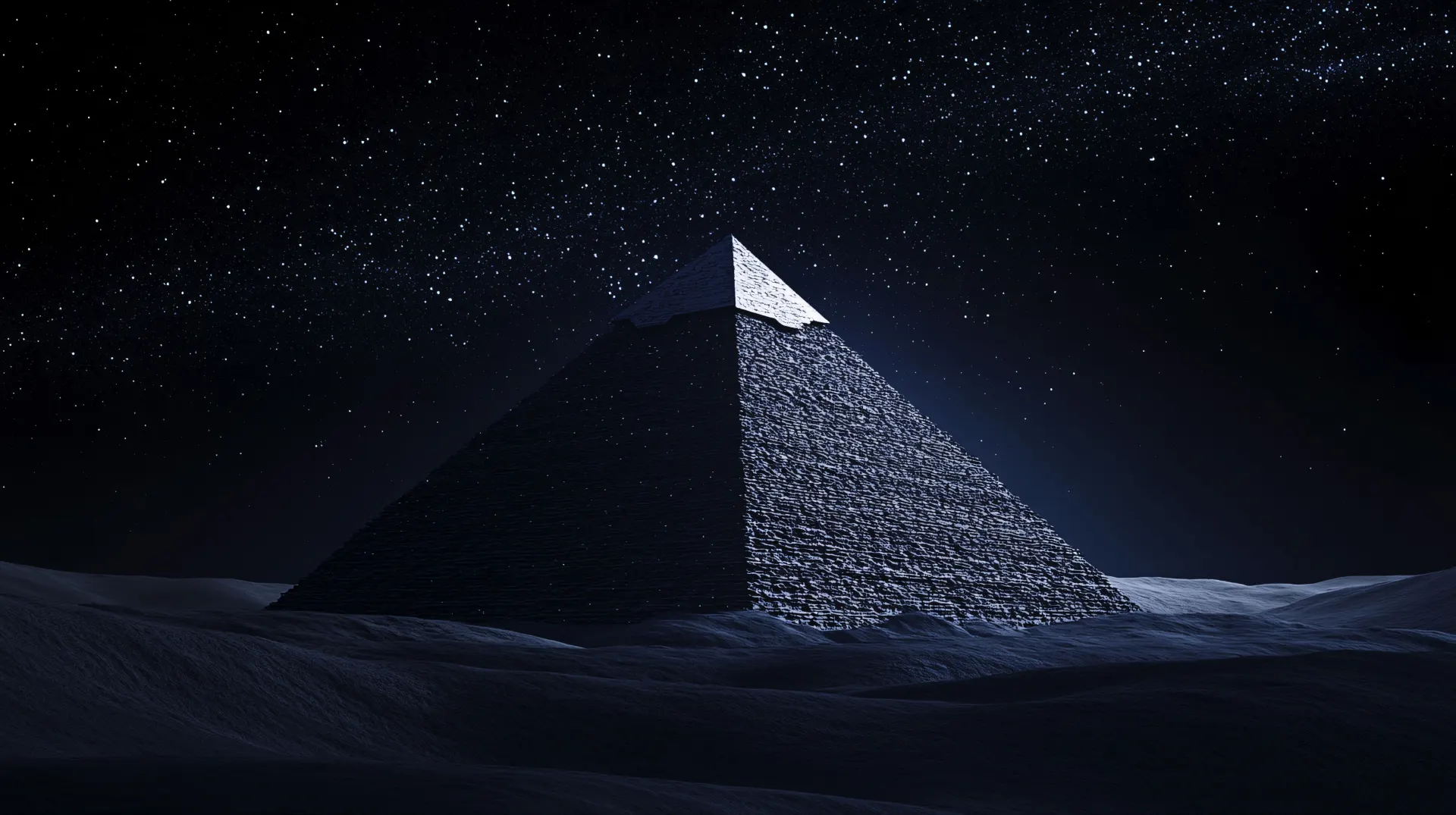 Ancient Pyramid Under Starry Night Sky Wallpaper