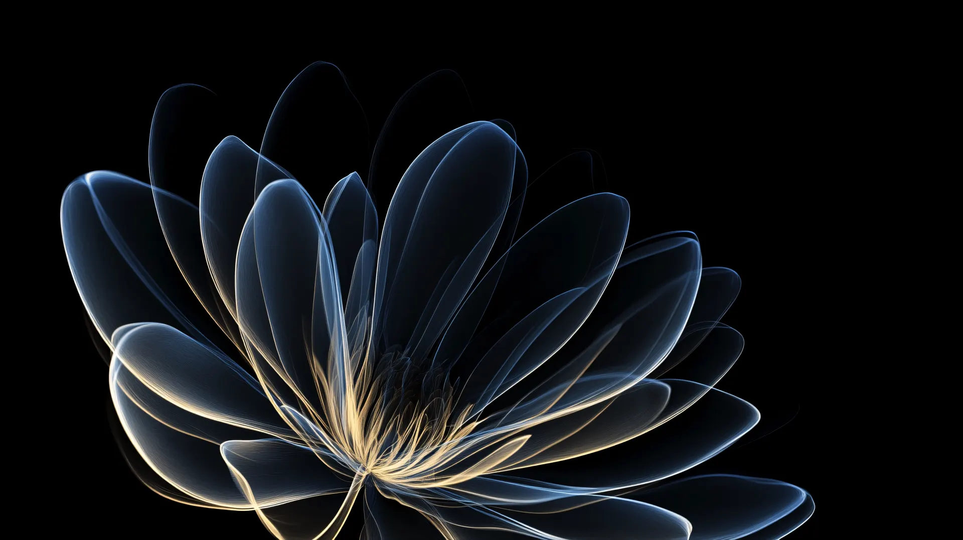 Glowing Blue and Gold Floral Abstract Wallpaper