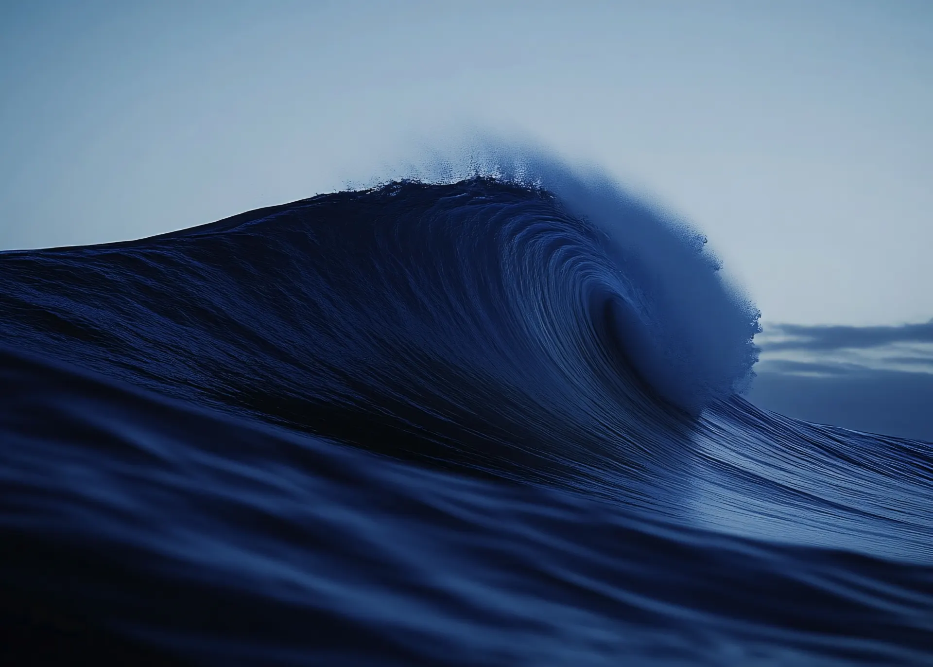 Blue Curling Ocean Wave Wallpaper