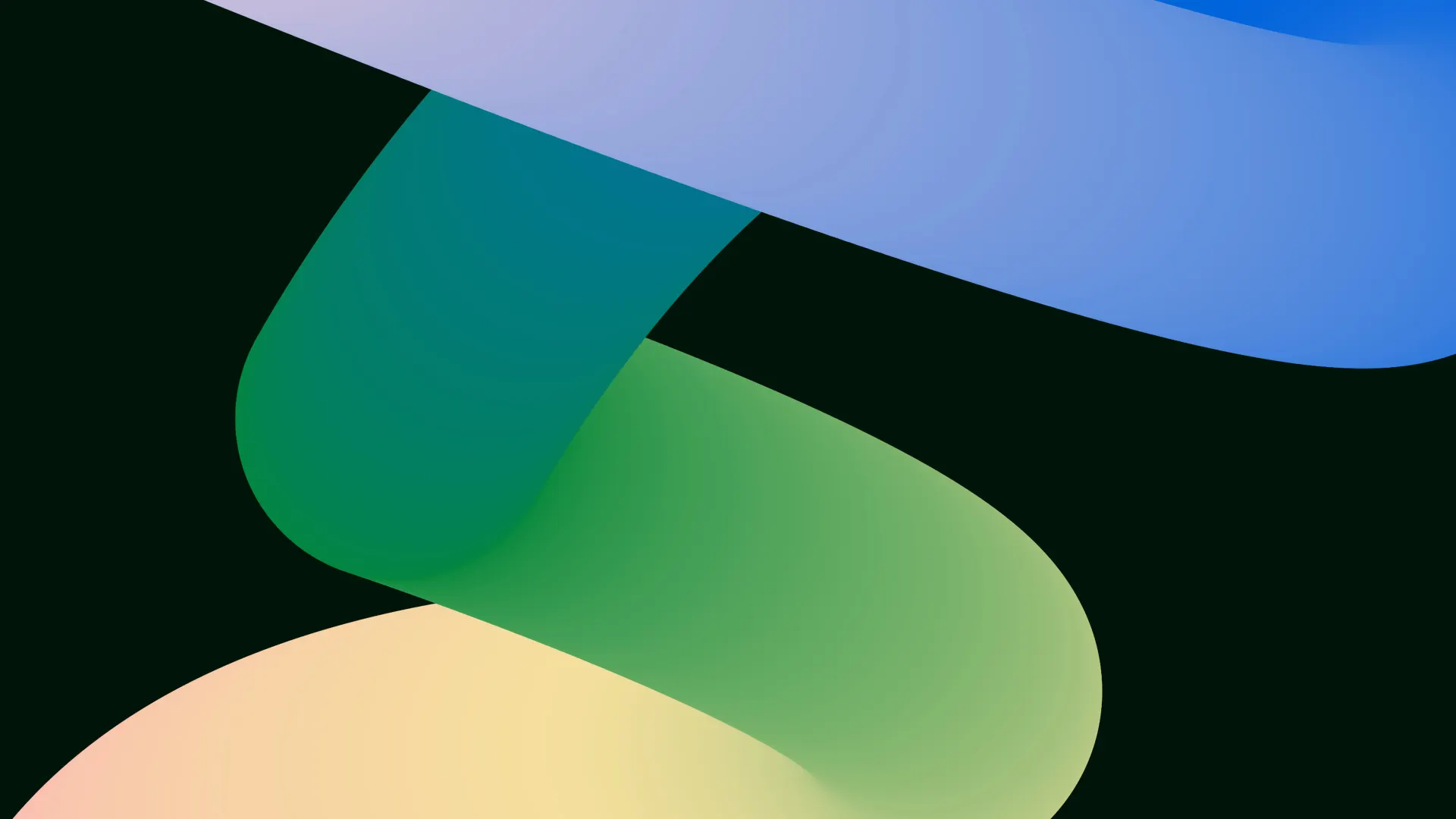 Flowing Green and Blue Gradient Shapes Abstract Wallpaper