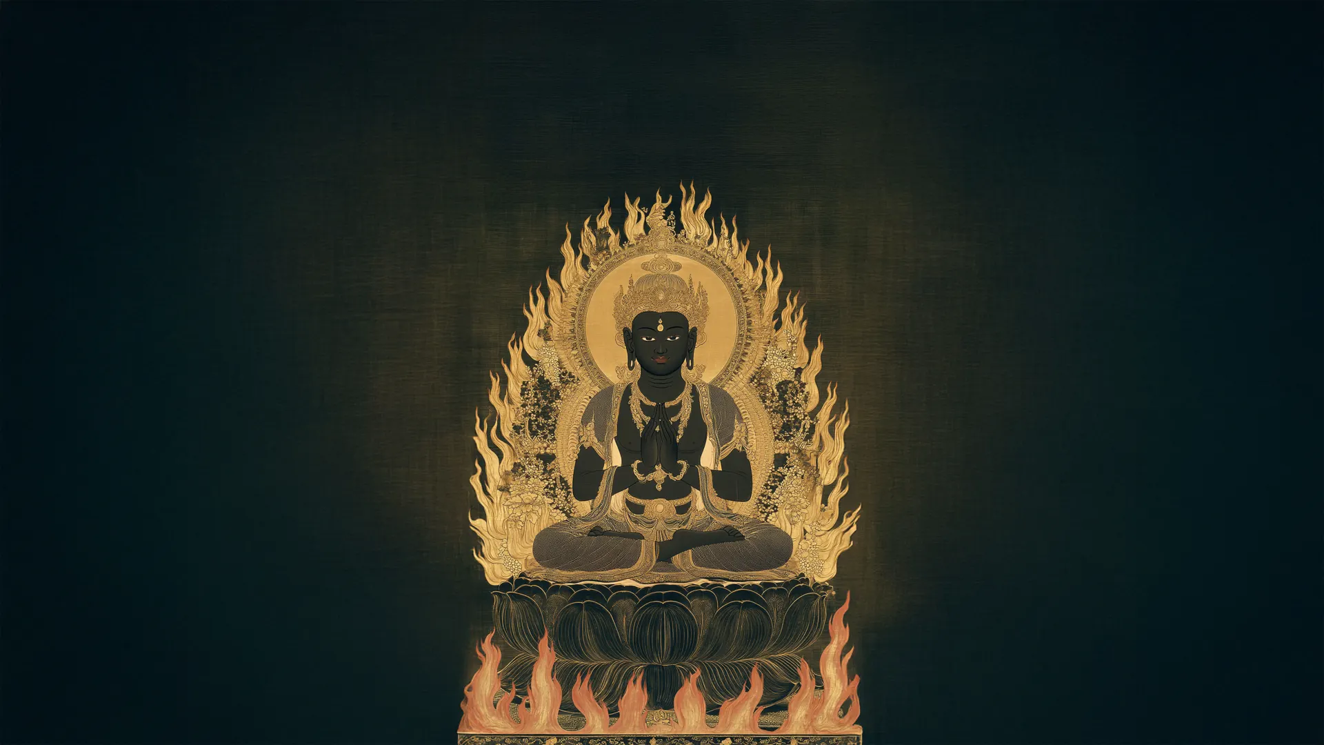 Golden Buddha Meditation Art Wallpaper