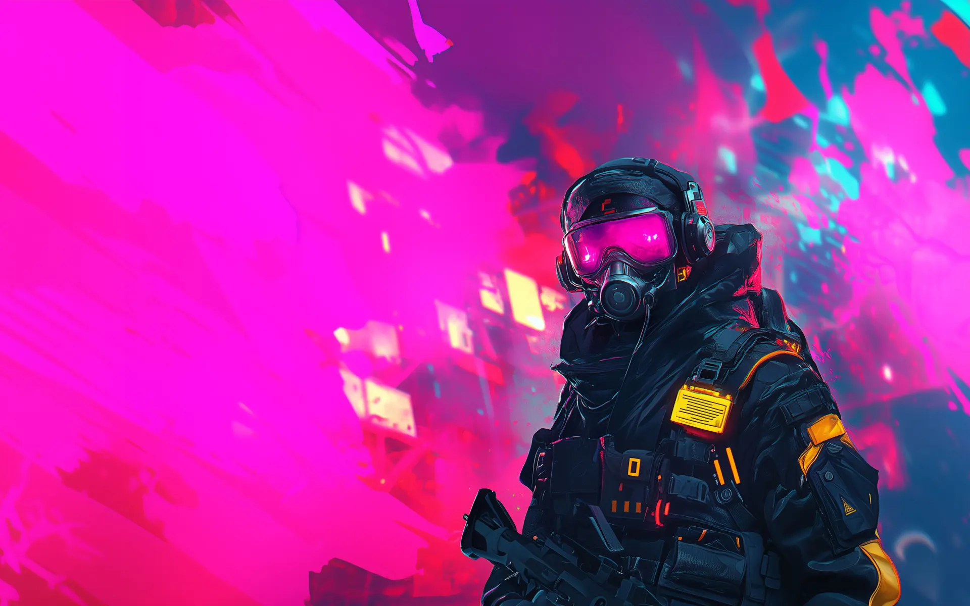 Neon Cyberpunk Tactical Soldier Wallpaper