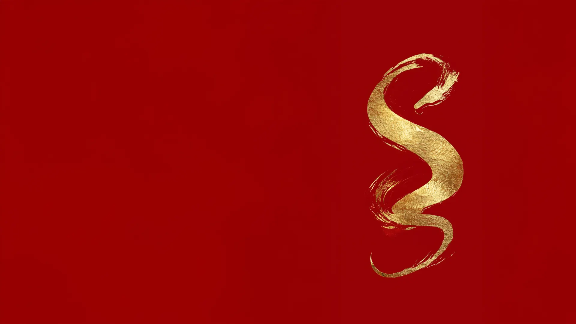 Golden Snake Brushstroke on Red Background Wallpaper