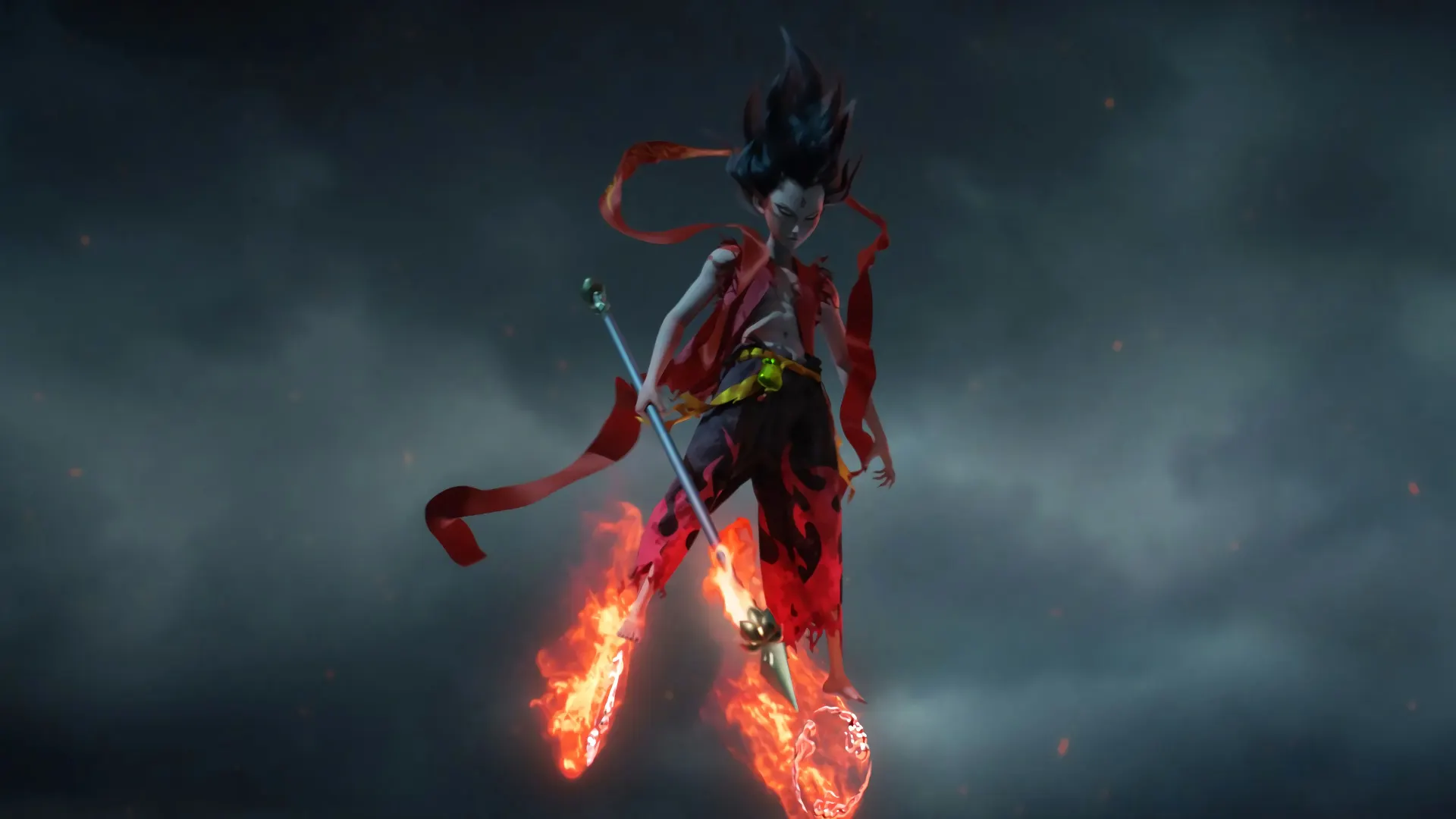 Nezha Blazing Fire Wheels 4K Wallpaper