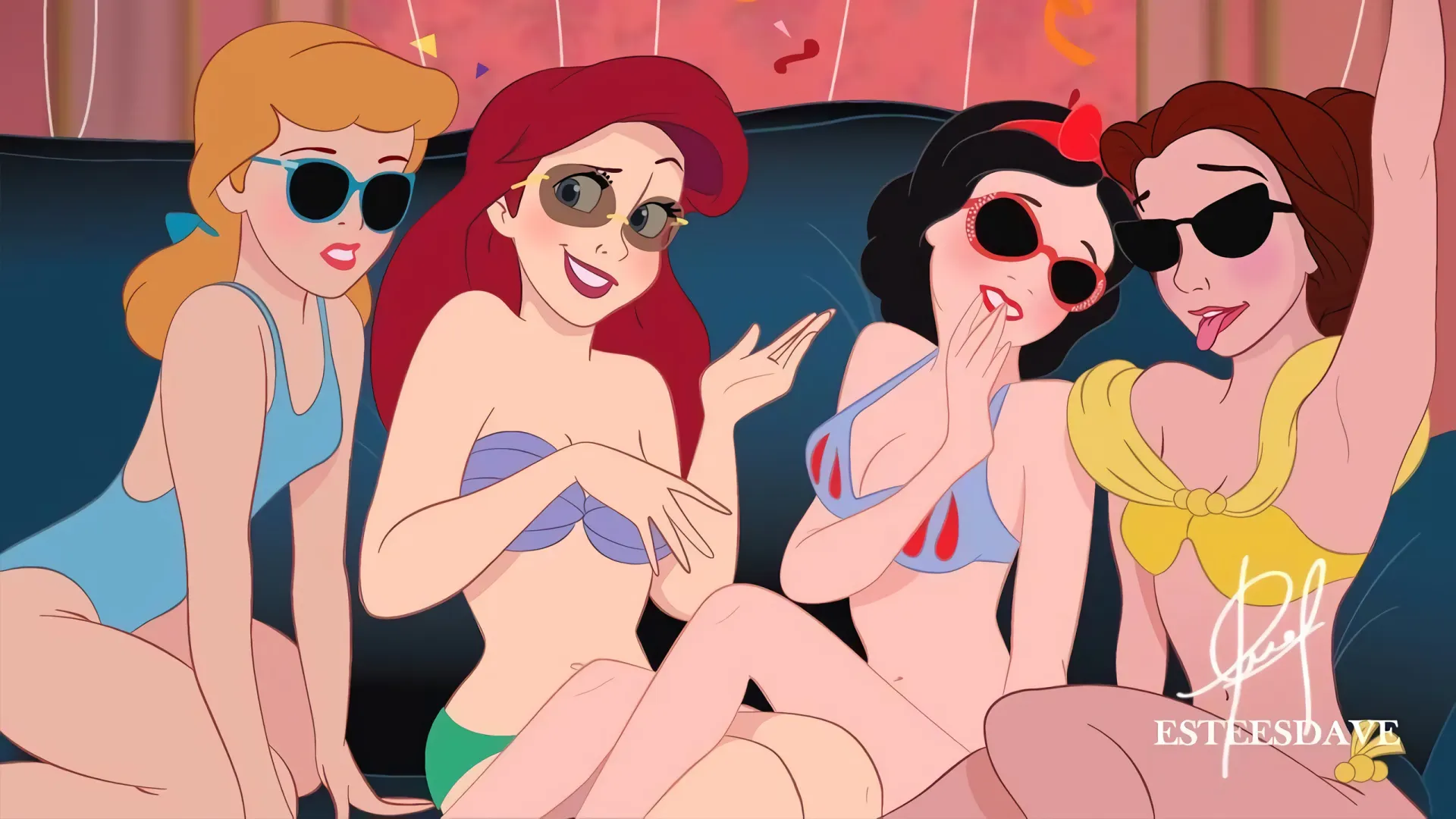 Disney Princesses Summer Pool Party Wallpaper
