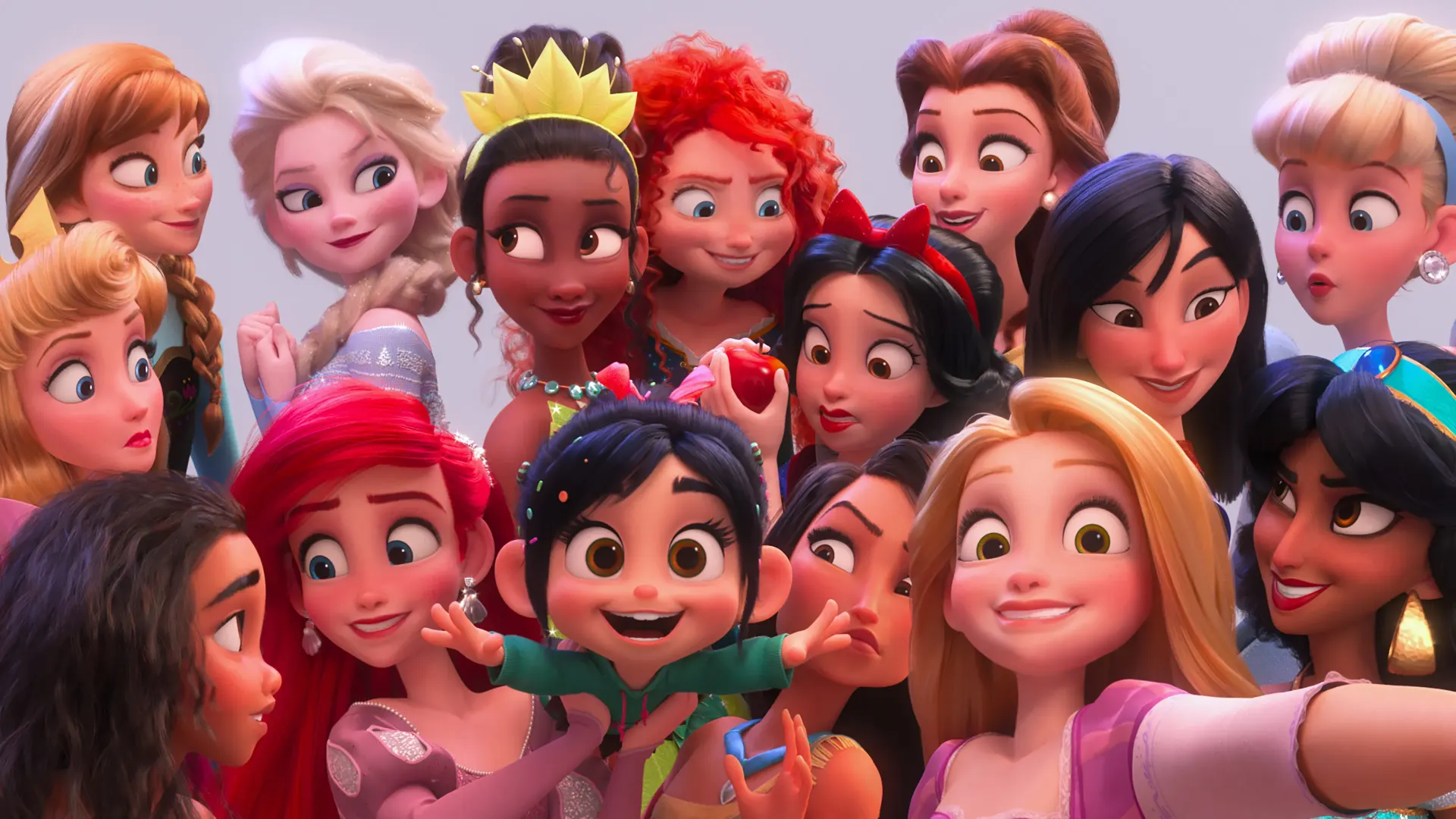 Vanellope and Disney Princesses Group Selfie Wallpaper