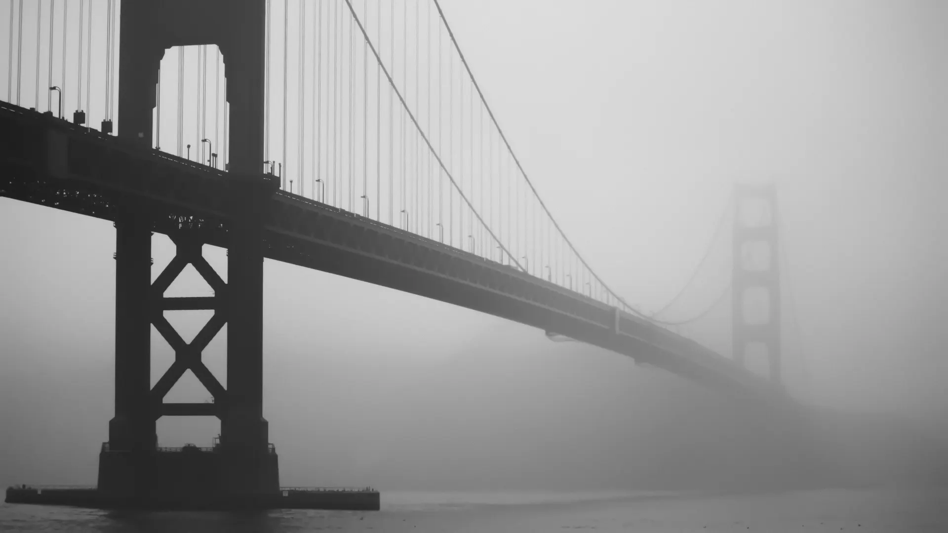 Golden Gate Bridge Black and White Fog Wallpaper