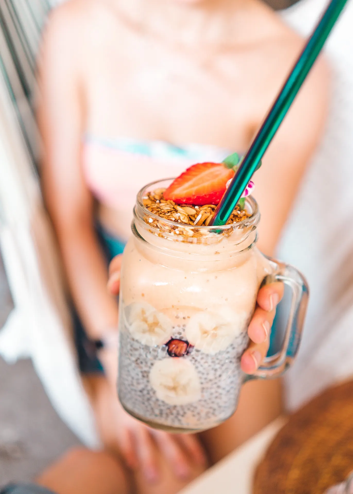 Strawberry Banana Chia Smoothie Wallpaper