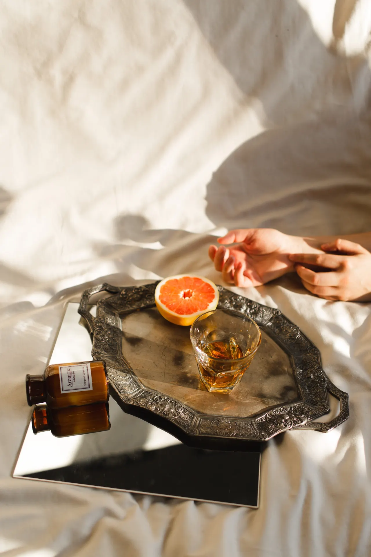 Grapefruit and Vintage Tray Aesthetic Wallpaper