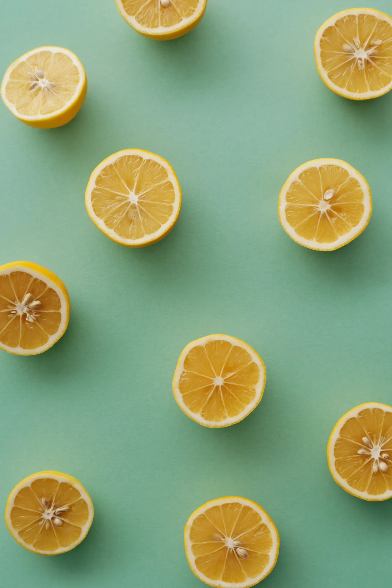 Fresh Lemon Slices on Mint Green Aesthetic Wallpaper