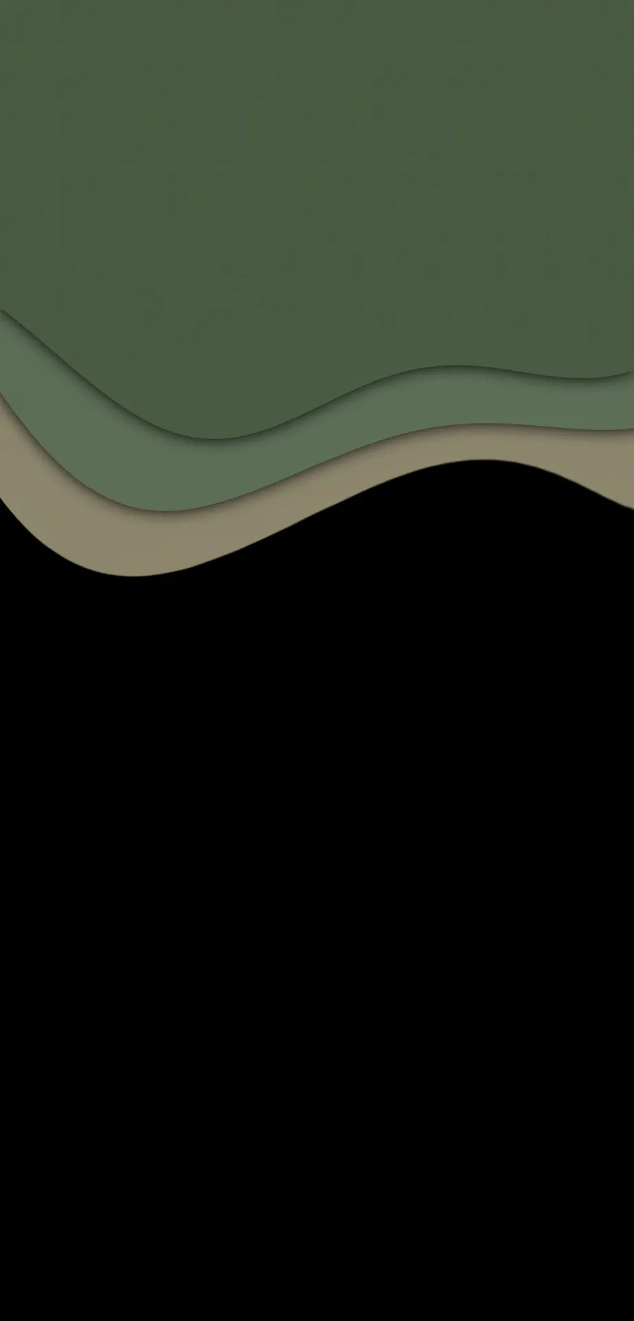 Olive Green Layered Waves Wallpaper