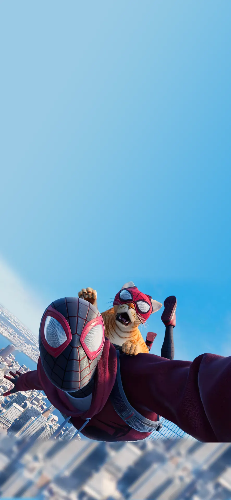 Miles Morales Spider-Man Skydiving with Cat Wallpaper