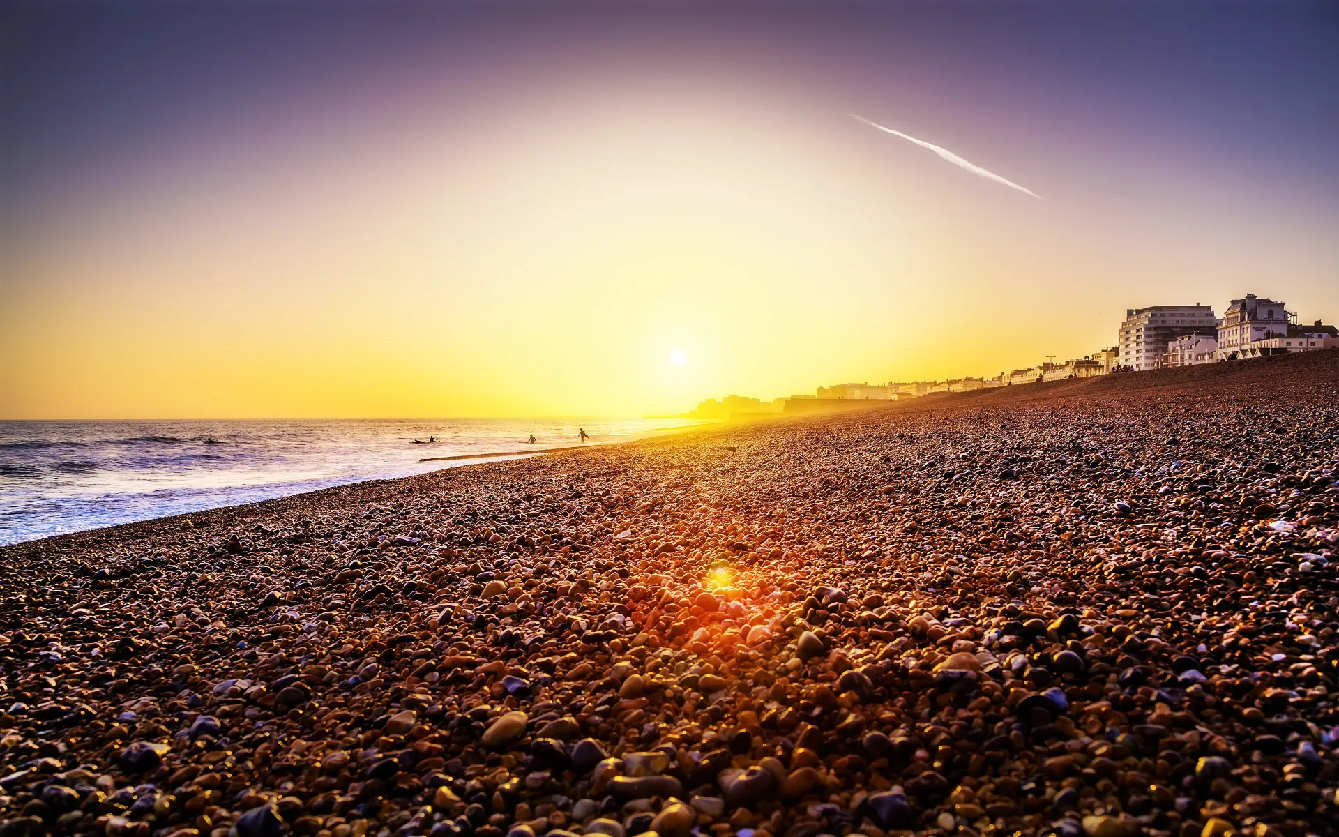 Golden Sunset Pebble Beach and Ocean Wallpaper