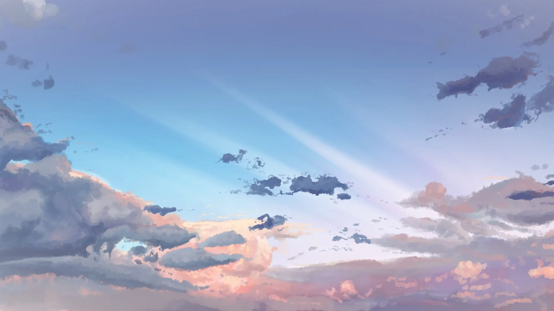 Pastel Blue Anime Sky and Clouds Wallpaper