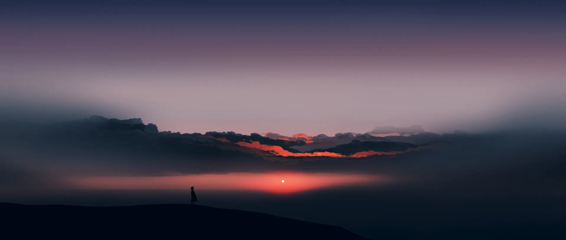 Dark Anime Crimson Sunset Sky Wallpaper