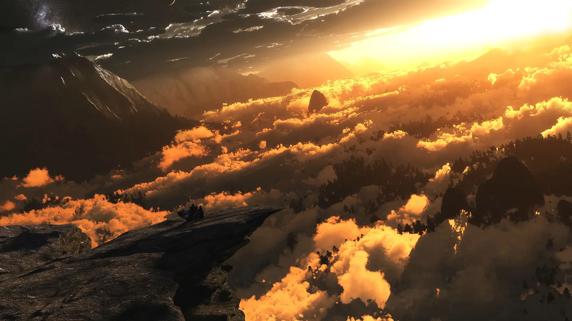 Epic Golden Mountain Sunrise Above Clouds Wallpaper