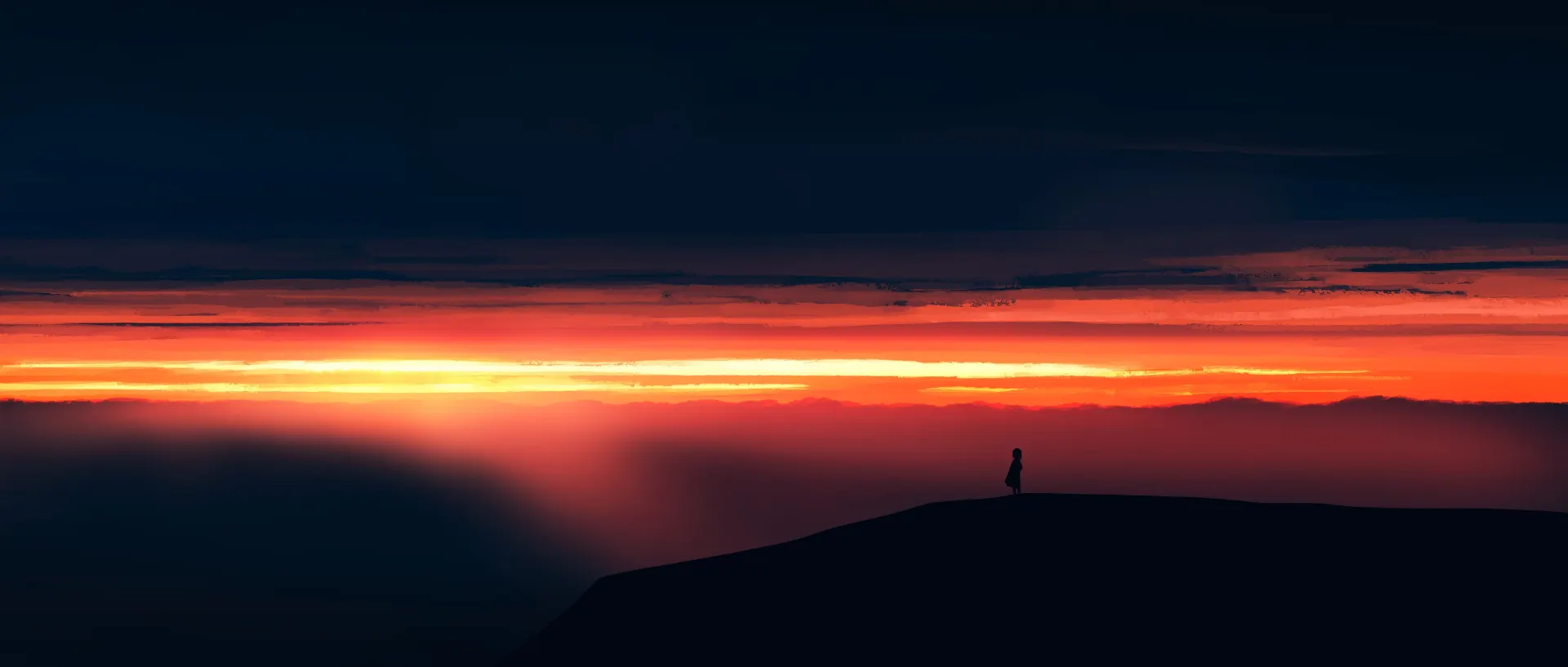 Dark Anime Red Sunset Horizon Wallpaper