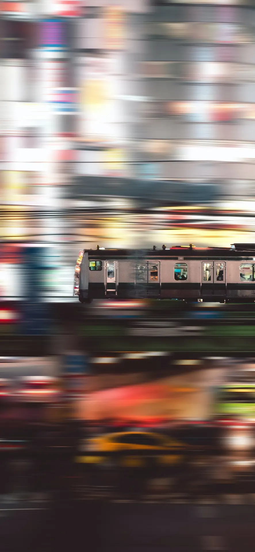 Fast Moving Train City Motion Blur Wallpaper