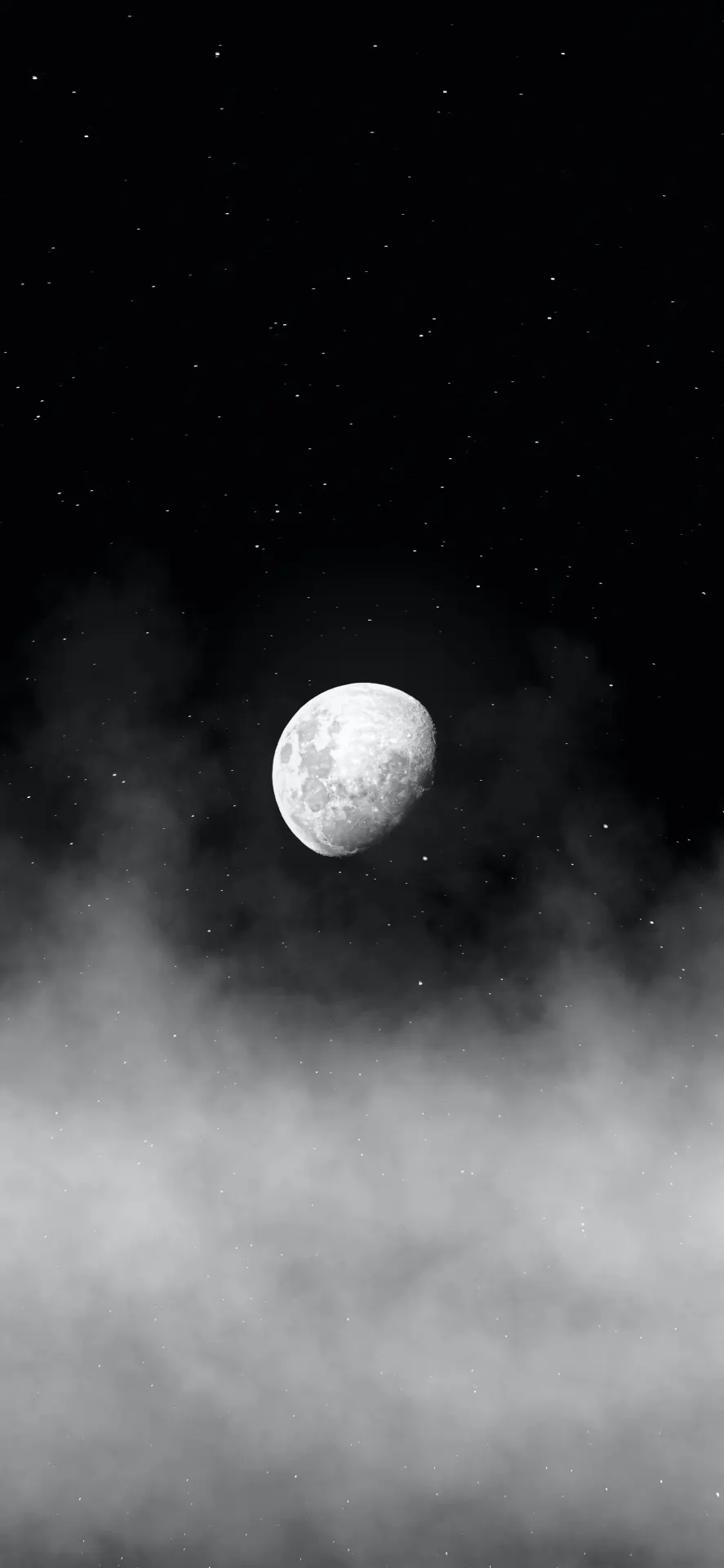 Black and White Moon Starry Sky Wallpaper