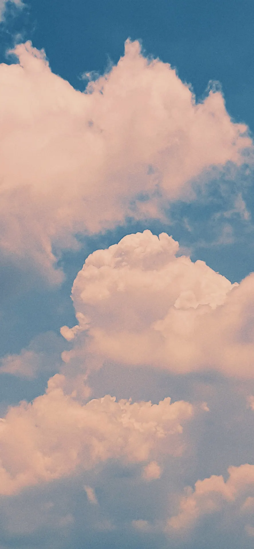 Peach Pink Clouds Blue Sky Aesthetic Wallpaper