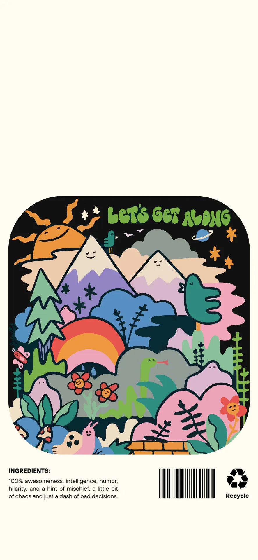 Let’s Get Along Colorful Nature Doodle Wallpaper