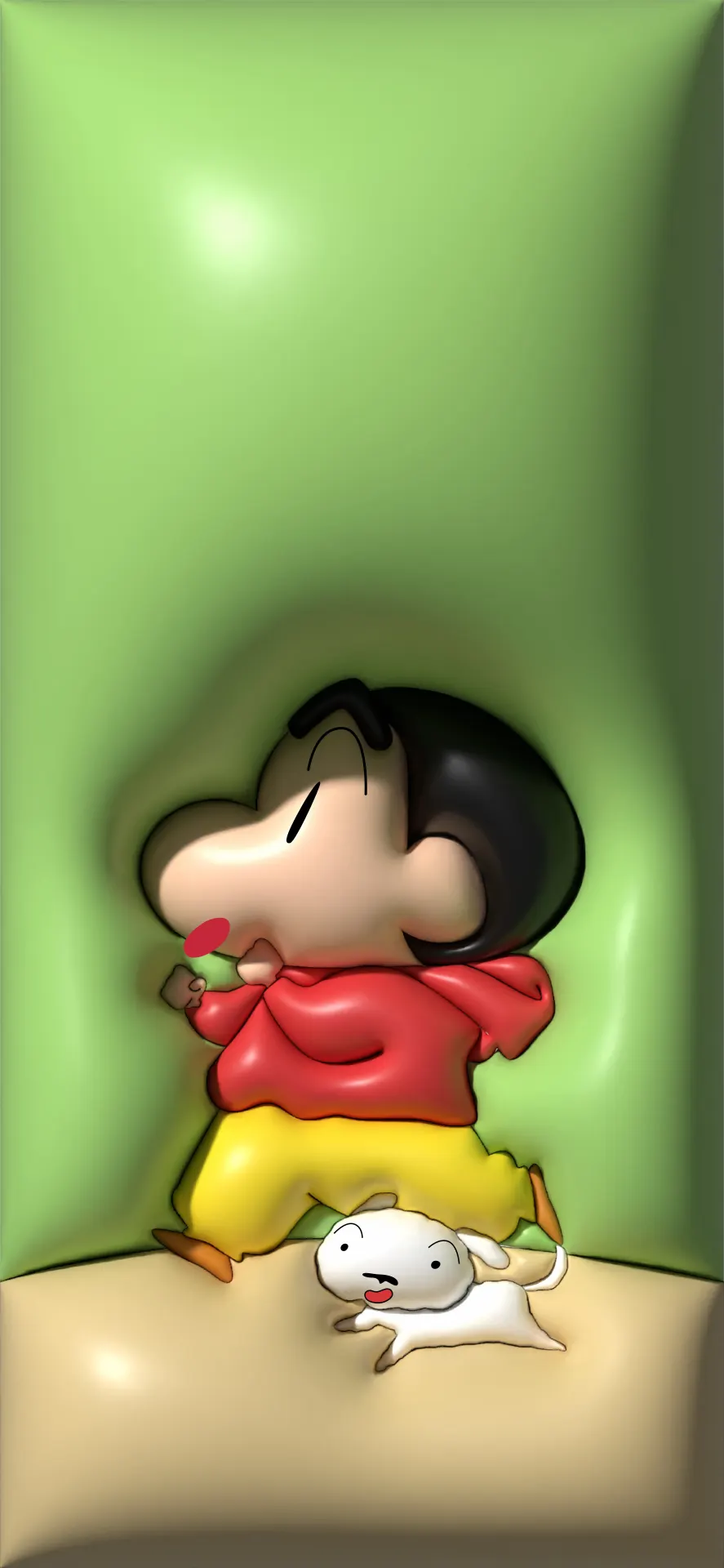 Crayon Shin-chan Running with Shiro Cartoon Wallpaper