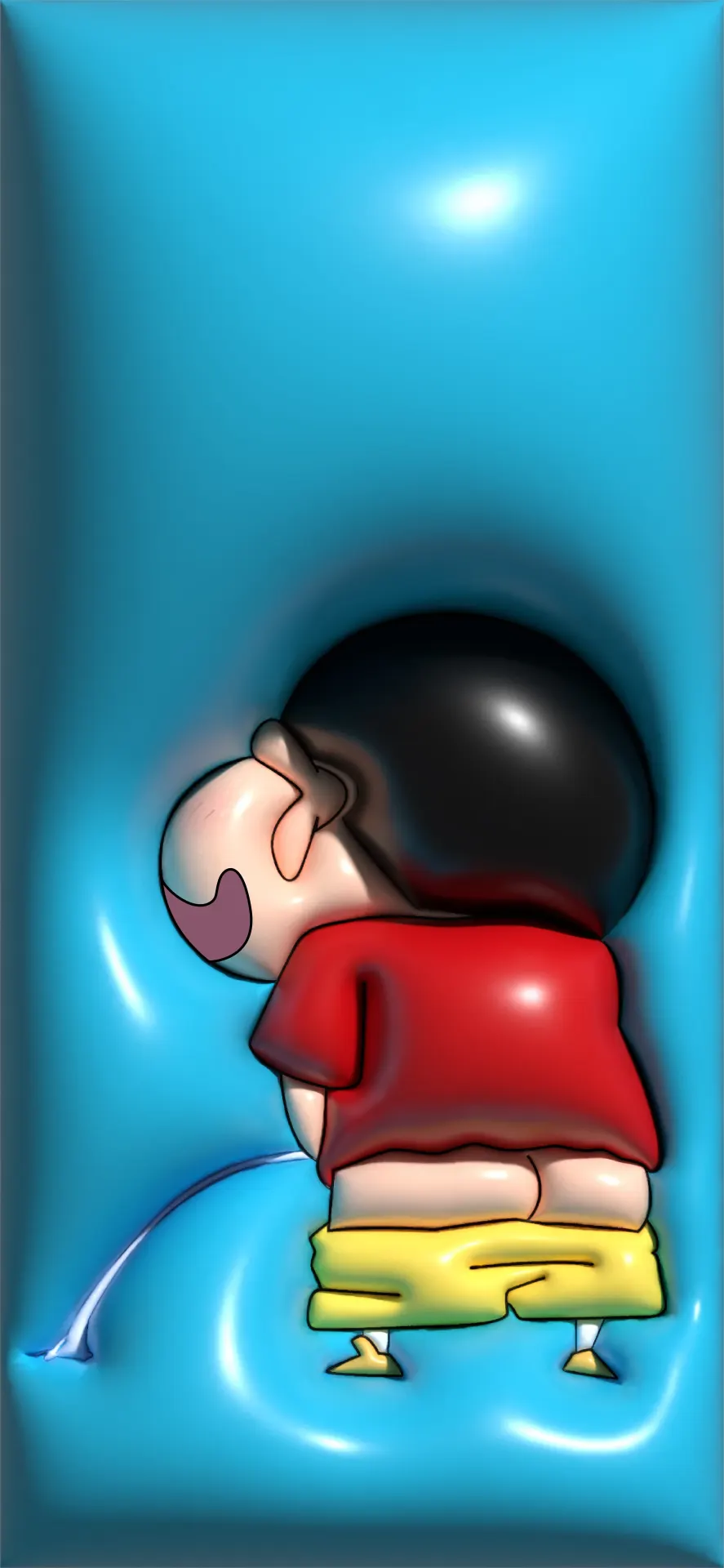 Crayon Shin-chan Blue Rainy Day Cartoon Wallpaper