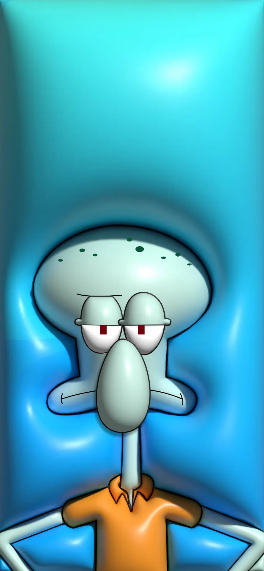 Squidward Tentacles Cartoon Wallpaper with Blue Background