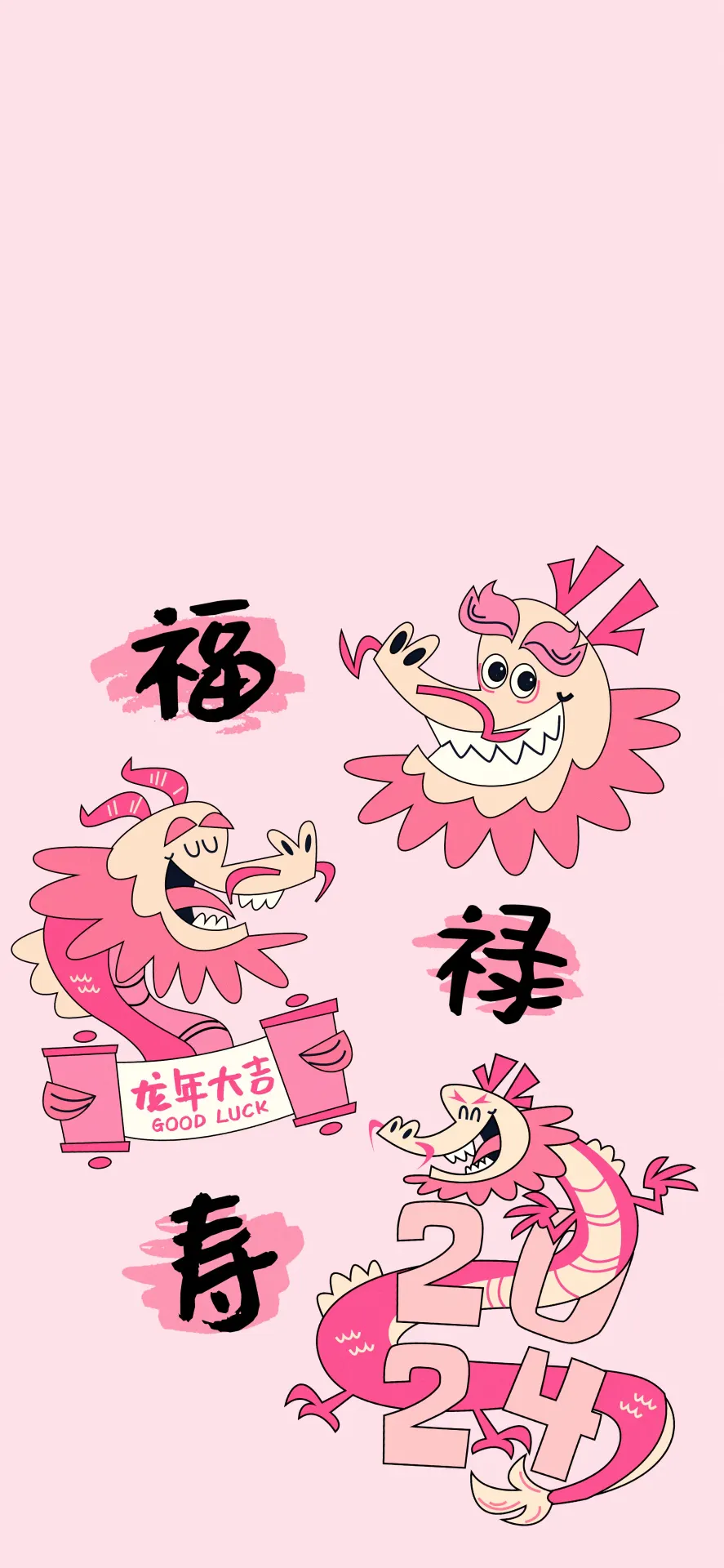 Pink Dragon Good Luck Chinese New Year Wallpaper