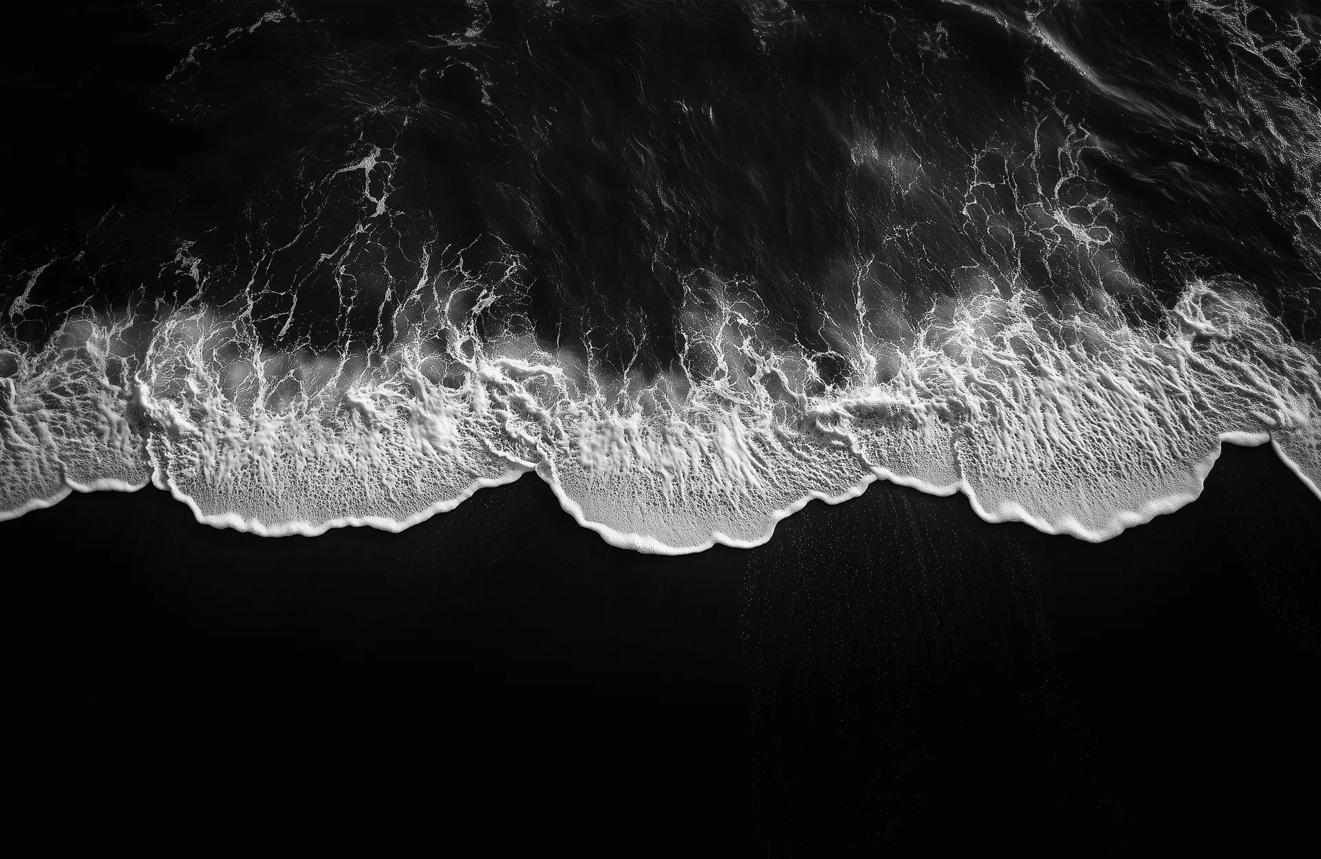 Black and White Ocean Waves Aerial View Wallpaper