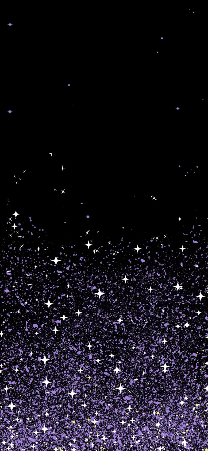 Black and Purple Sparkling Stars Glitter Aesthetic Wallpaper