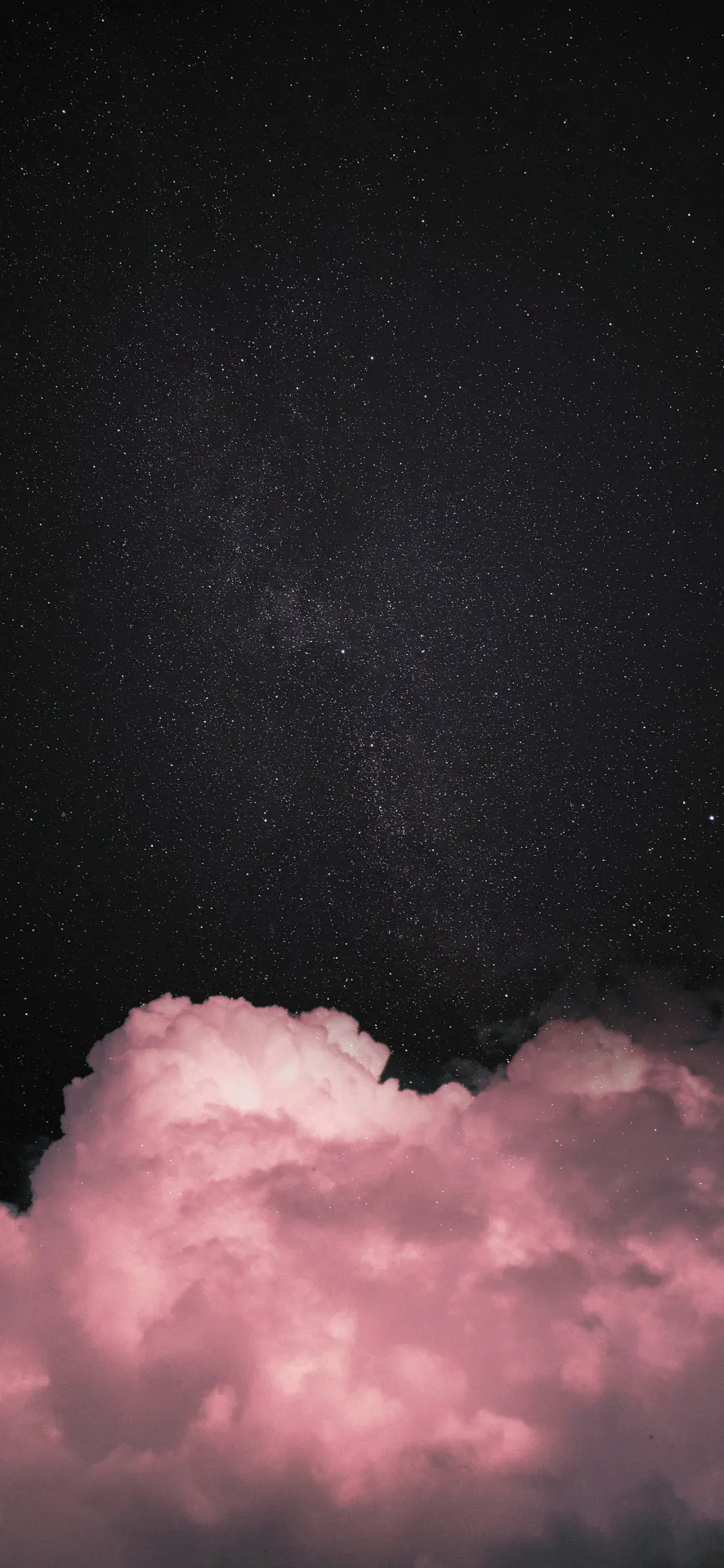 Pink Clouds Under a Starry Night Sky Aesthetic Wallpaper