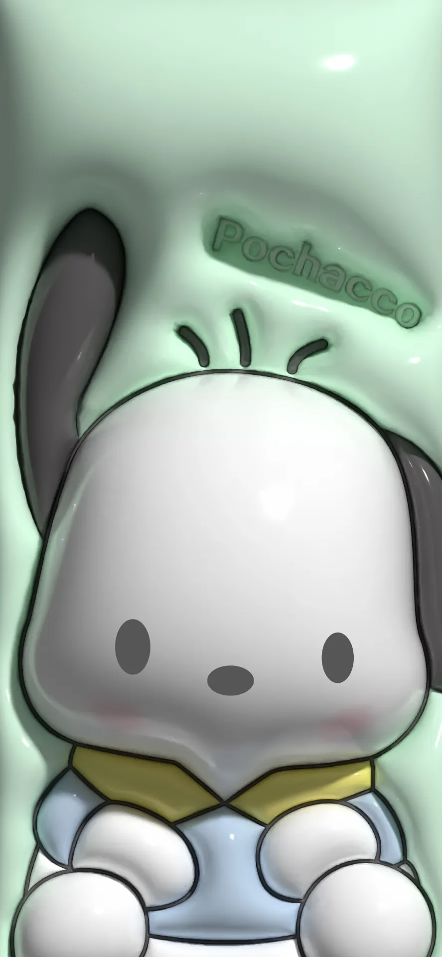 Pochacco Mint Green Glossy 3D Cute Wallpaper